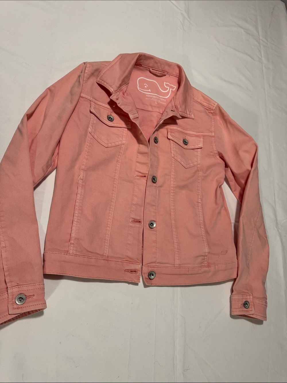 Vineyard Vines Girls' salmon  Denim Jacket size L (14)